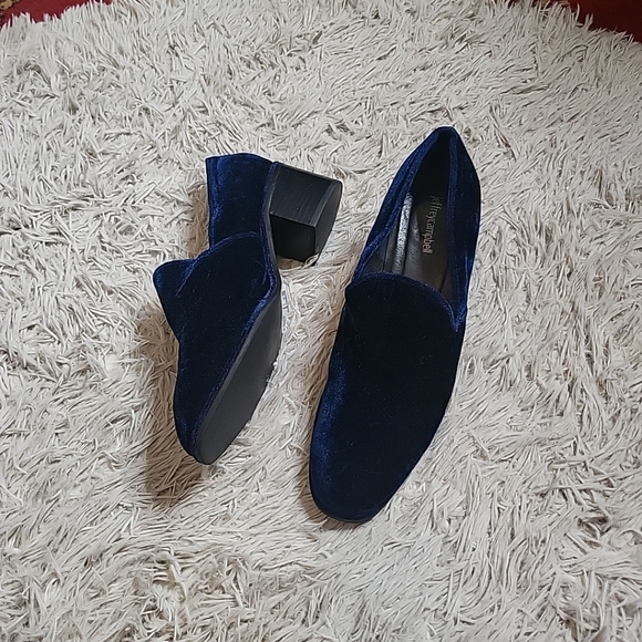 Womens Jeffrey Campbell McGavin Heel Loafers Blue Velvet Velour Size 11 Regency - Picture 5 of 9